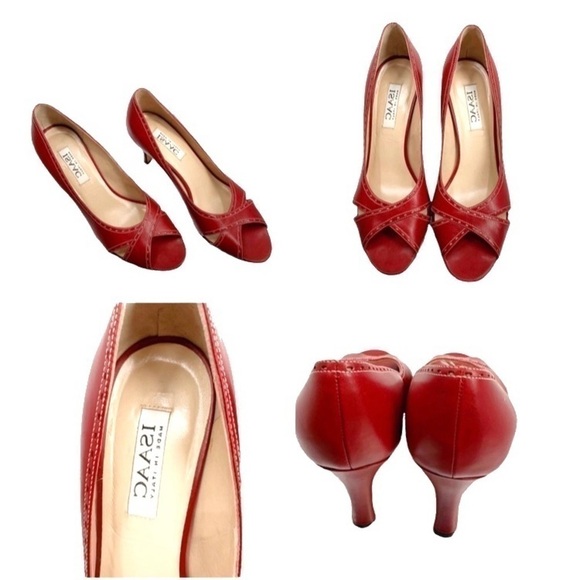 NWT Isaac for off 5Th red open toe pumps made in Italy Size 10Bk no box - Picture 4 of 12